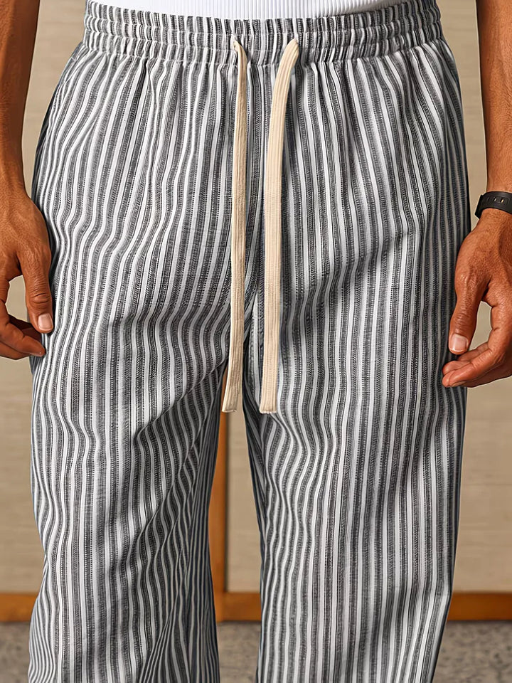 Zomerse gestreepte joggers voor heren in een moderne wide leg stijl