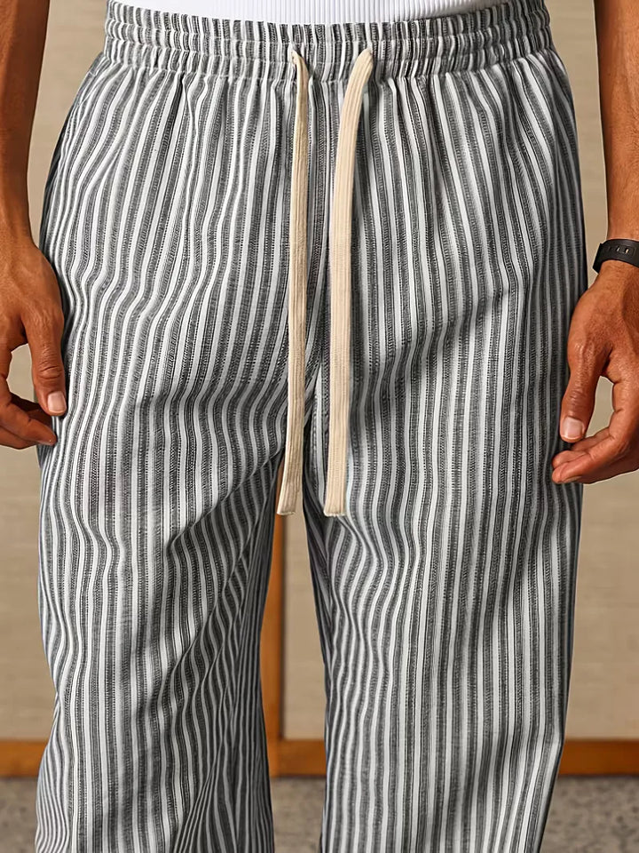 Stijlvolle heren jogger met wijde pijpen en casual strepen voor de zomer