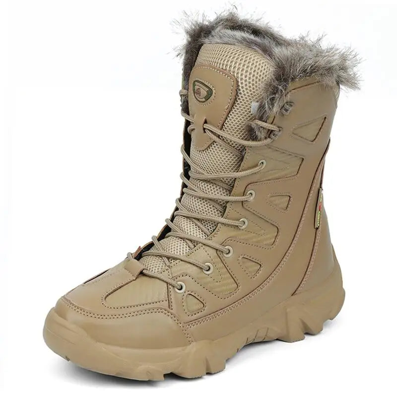 Khakikleurige heren snowboot met comfortabele voering