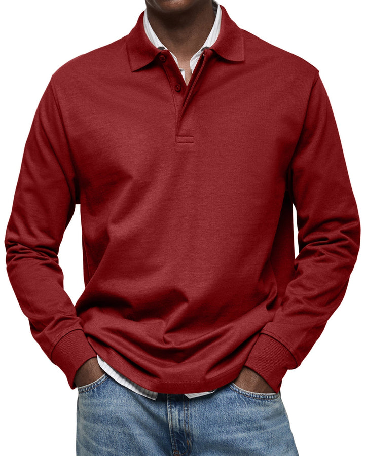 Veelzijdige heren polo met lange mouwen voor een casual chic outfit met perfecte pasvorm