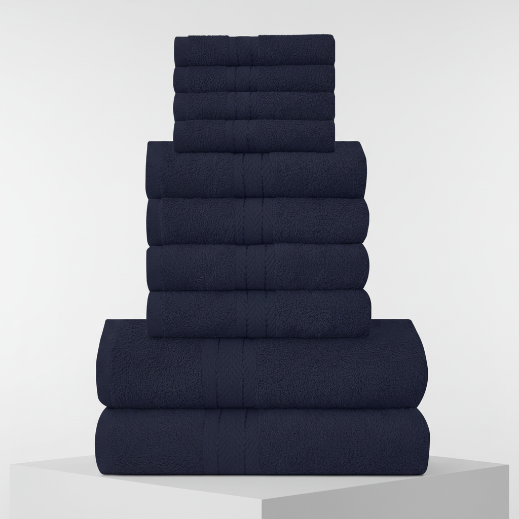 Uitgebreide 10-delige handdoekenset: CottonRich badtextiel van zacht en luxe katoen, zeer absorberend.
