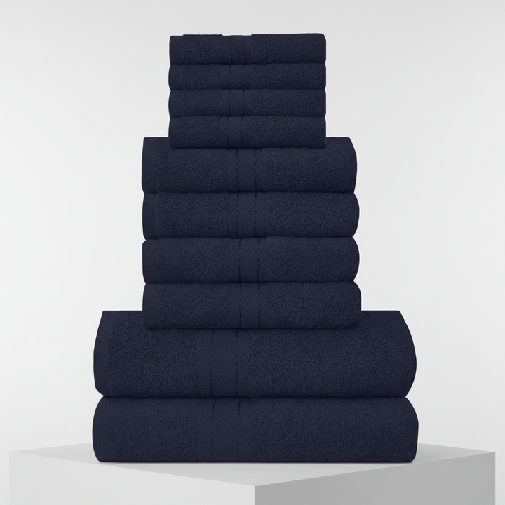 Uitgebreide 10-delige handdoekenset: CottonRich badtextiel van zacht en luxe katoen, zeer absorberend.