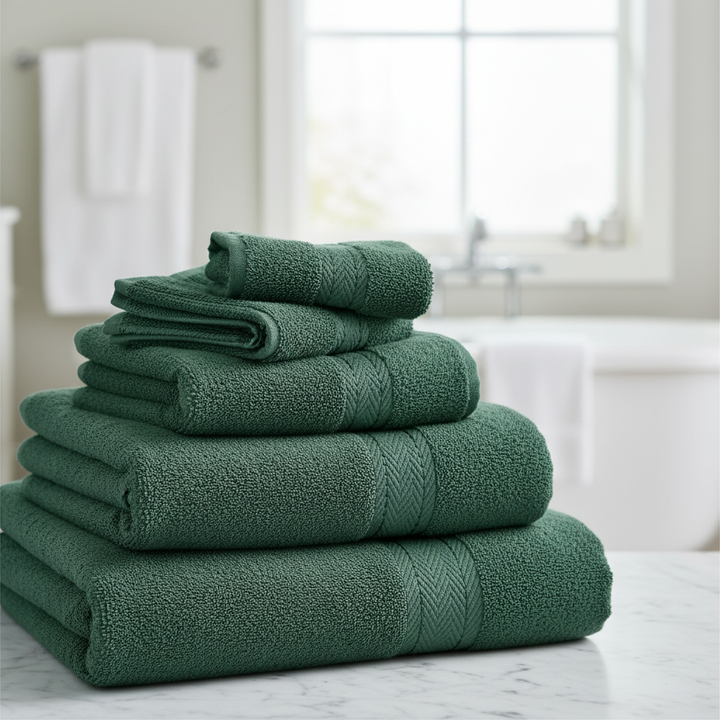 Luxe 10-delige CottonRich handdoekenset, zacht en absorberend katoen badtextiel voor de badkamer.
