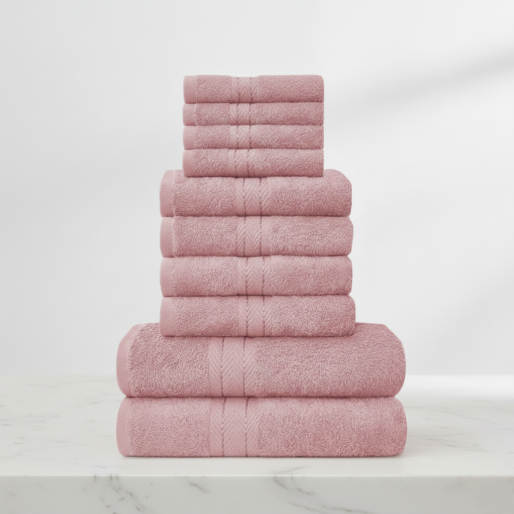 Extra zachte 10-delige handdoekenset van CottonRich katoen, luxe badtextiel voor optimaal comfort in de badkamer.