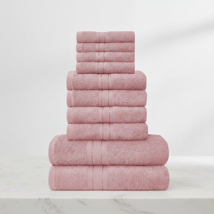 Extra zachte 10-delige handdoekenset van CottonRich katoen, luxe badtextiel voor optimaal comfort in de badkamer.