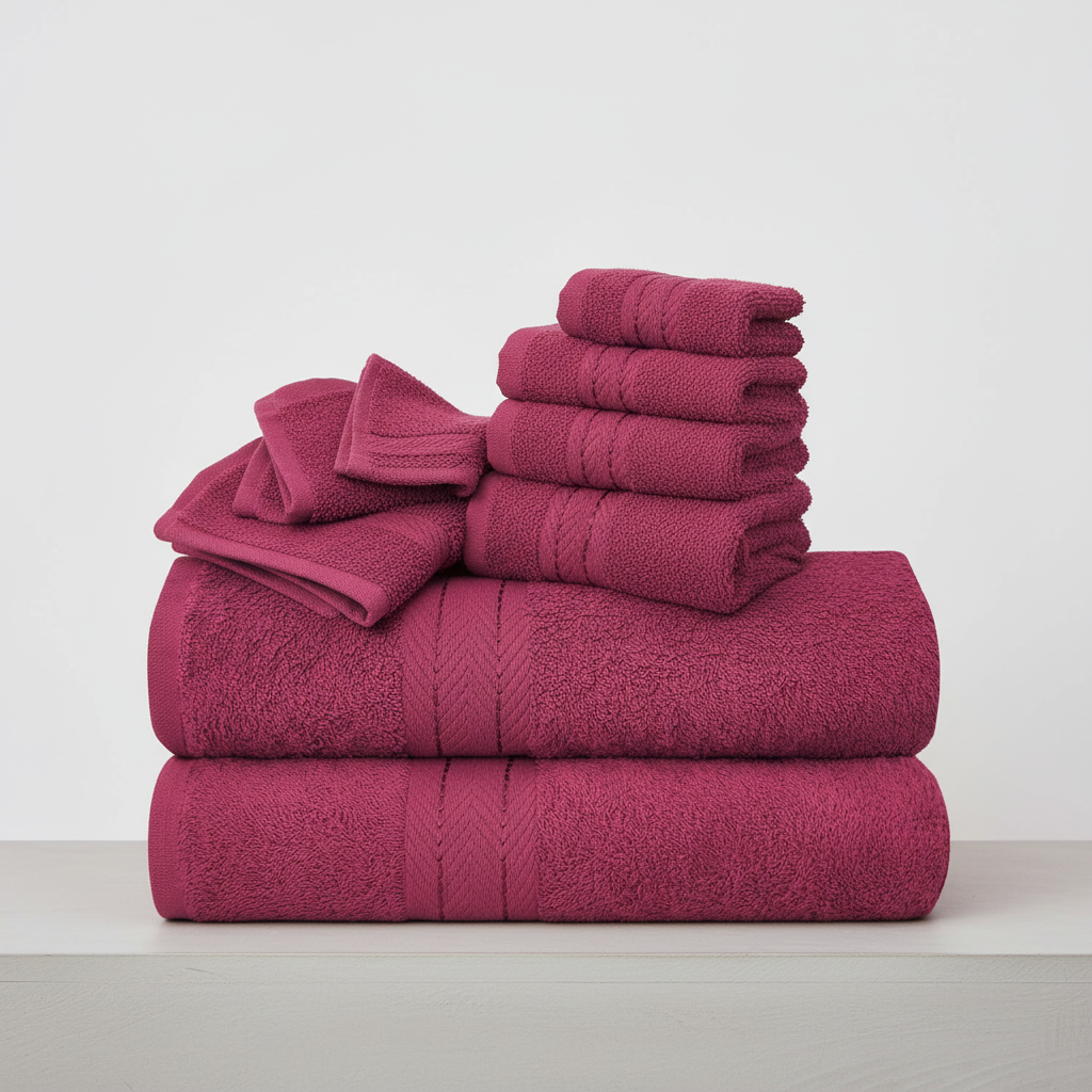 Luxe 10-delige handdoekenset van CottonRich katoen, zacht en absorberend. Perfect voor een complete badkamer.