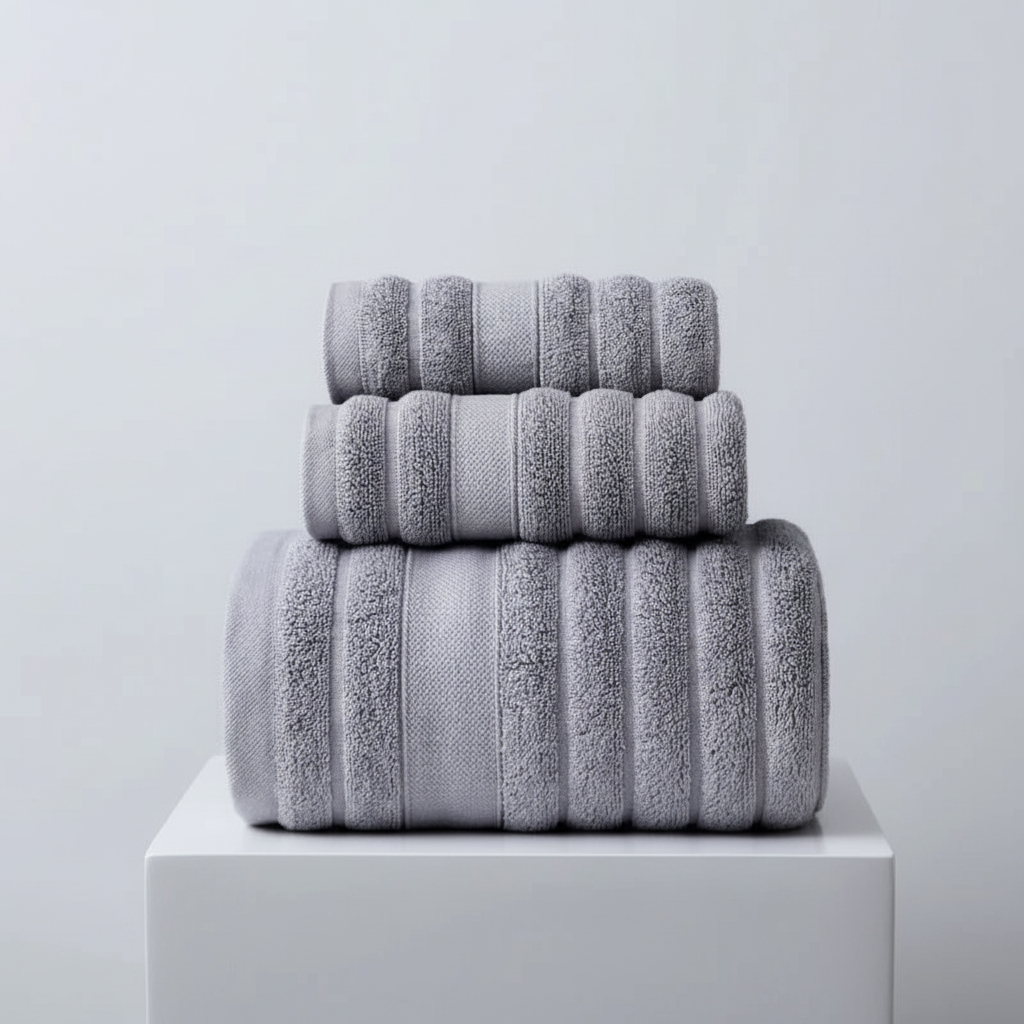 Zachte roze 100% katoenen handdoekenset, luxe badtextiel voor een stijlvolle en comfortabele badkamer.