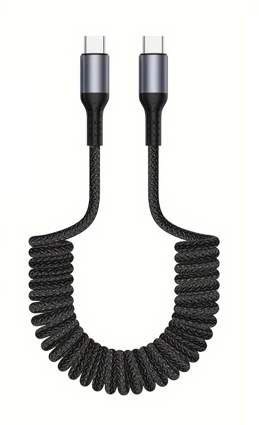 Uitrekbare USB-C oplaadkabel 100W, flexibel en handig voor dynamisch gebruik van je telefoon.