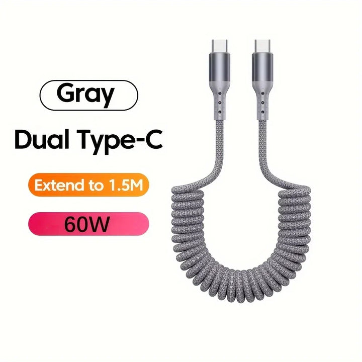 Detail van de robuuste USB-C connector van de FlexCharge 100W oplaadkabel, duurzaam en betrouwbaar.