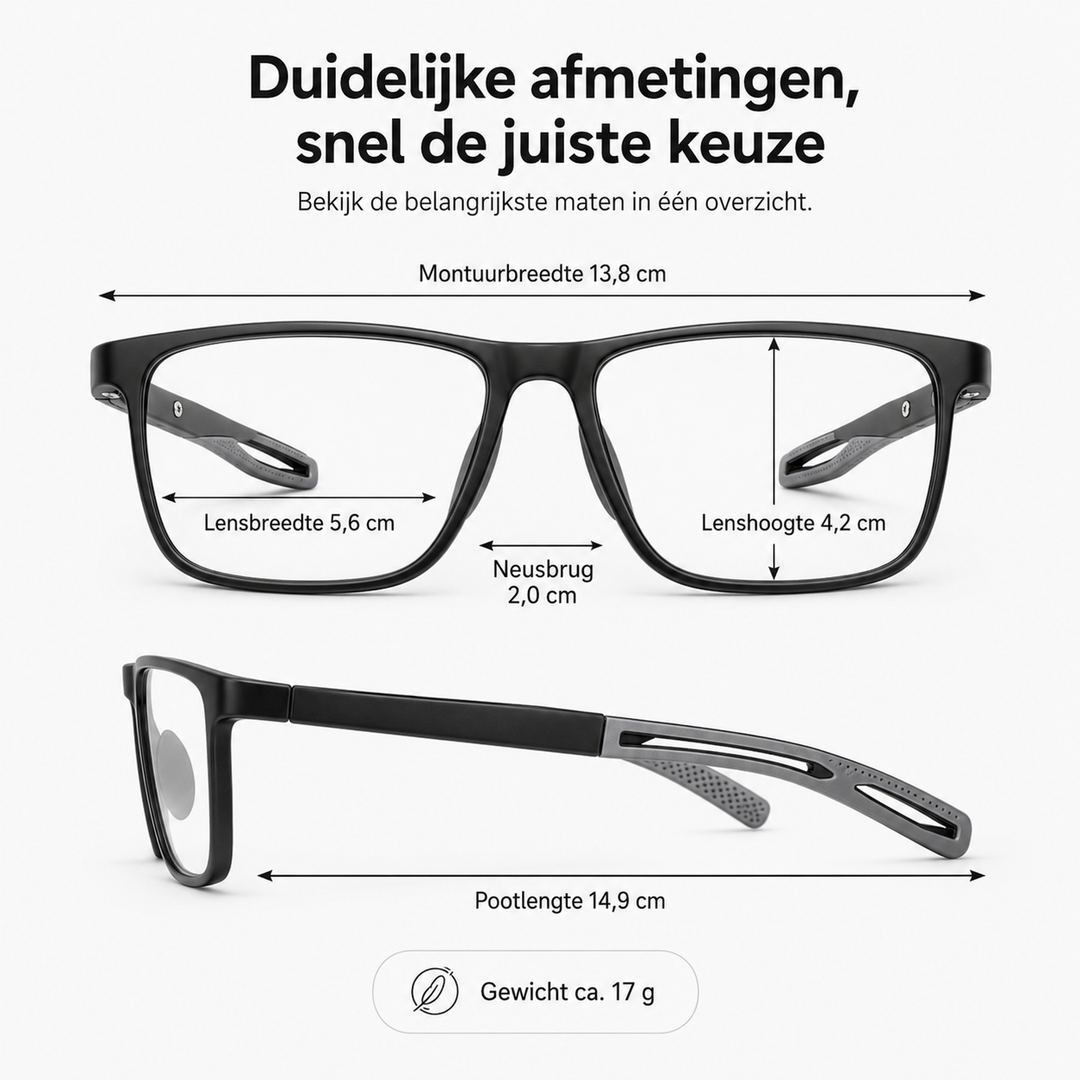 Multifocale leesbril voor helder zicht op verschillende afstanden; ultralicht TR90 voor dames & heren.