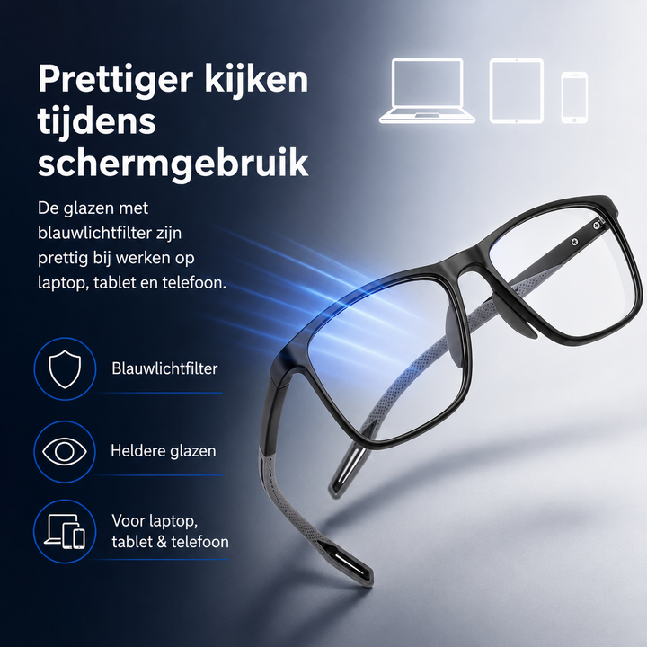 Multifocale leesbril met blauwlichtfilter en oogbescherming voor dames & heren; ultralicht TR90 design.