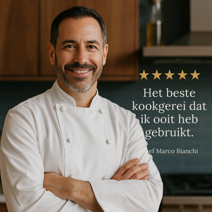Hoogwaardige gehamerde kookbenodigdheden pan in moderne keukensetting