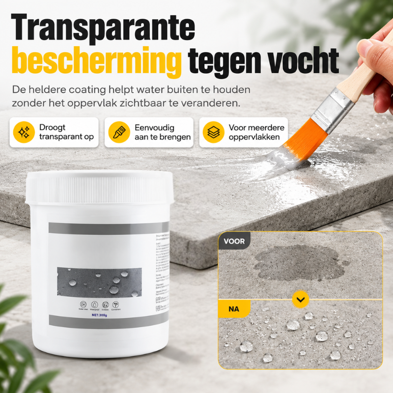 Duidelijke foto van rubberpasta applicatie op een vochtige barst voor waterdichte reparatie.