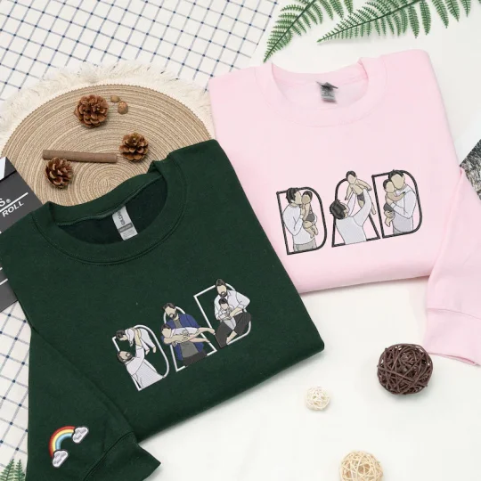 Zachte unisex sweatshirt met subtiel geborduurde persoonlijke foto, een origineel relatiegeschenk.