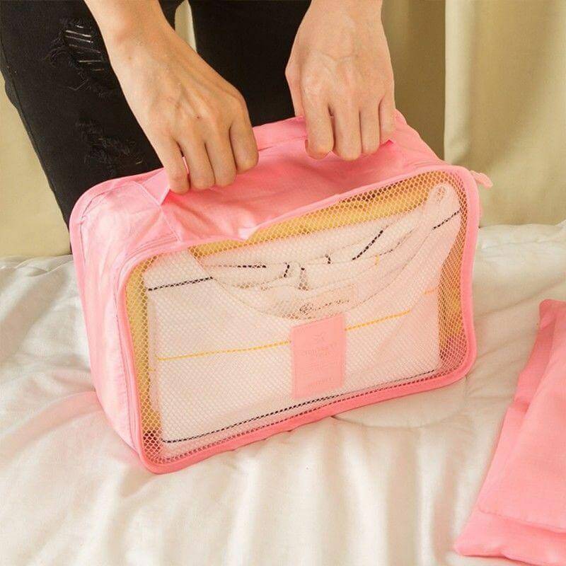 Essentiële reisaccessoires: een 12-delige organizer set voor koffers, geoptimaliseerd voor inpakken.