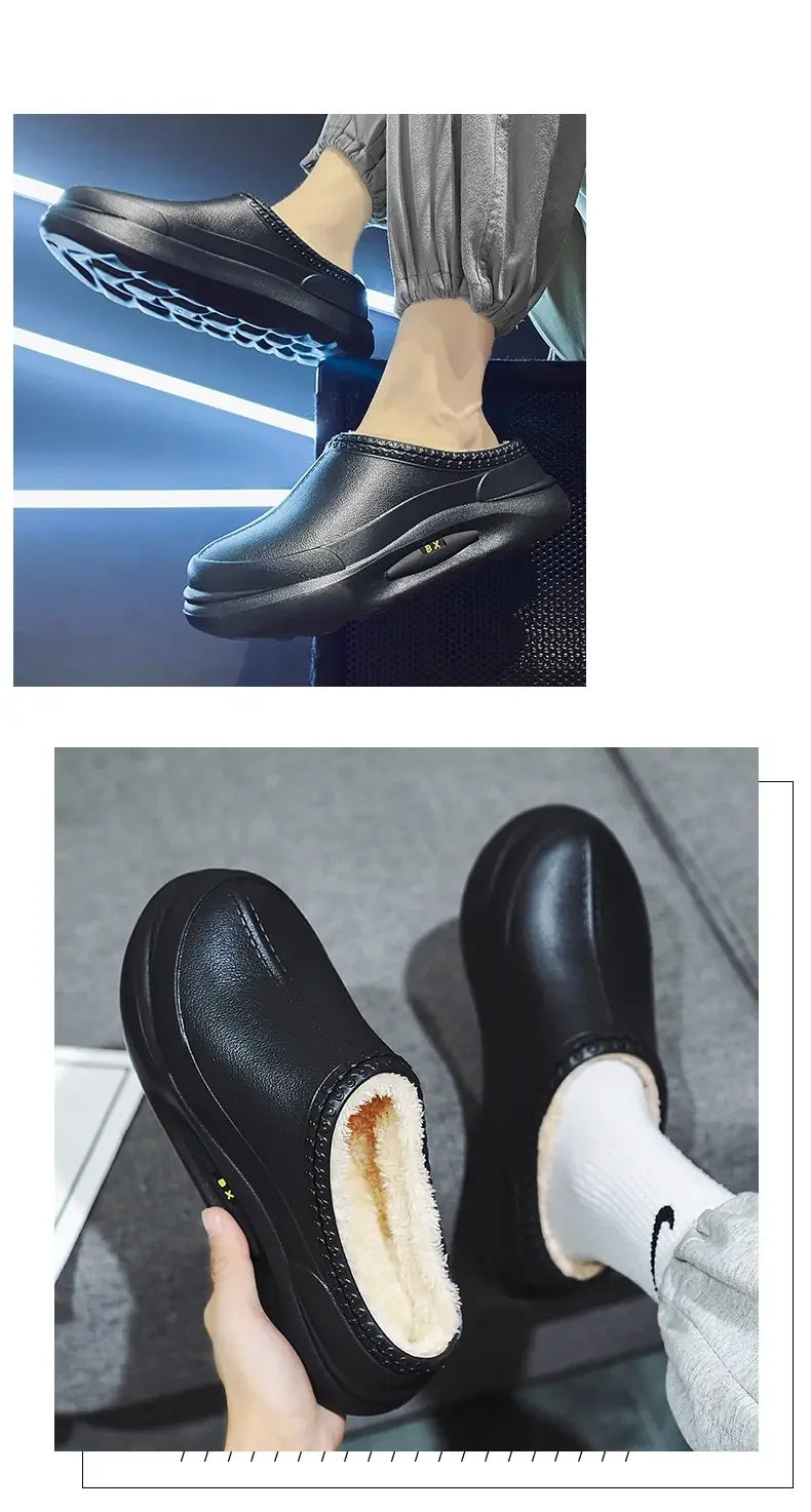 Waterdichte heren tuinklompen met warme binnenvoering, perfecte winter schoenen