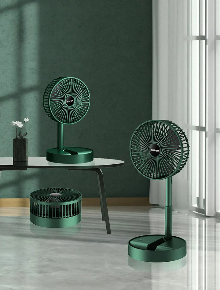 Witte opvouwbare USB-ventilator, stijlvol en compact, perfect als draagbare persoonlijke koeling.