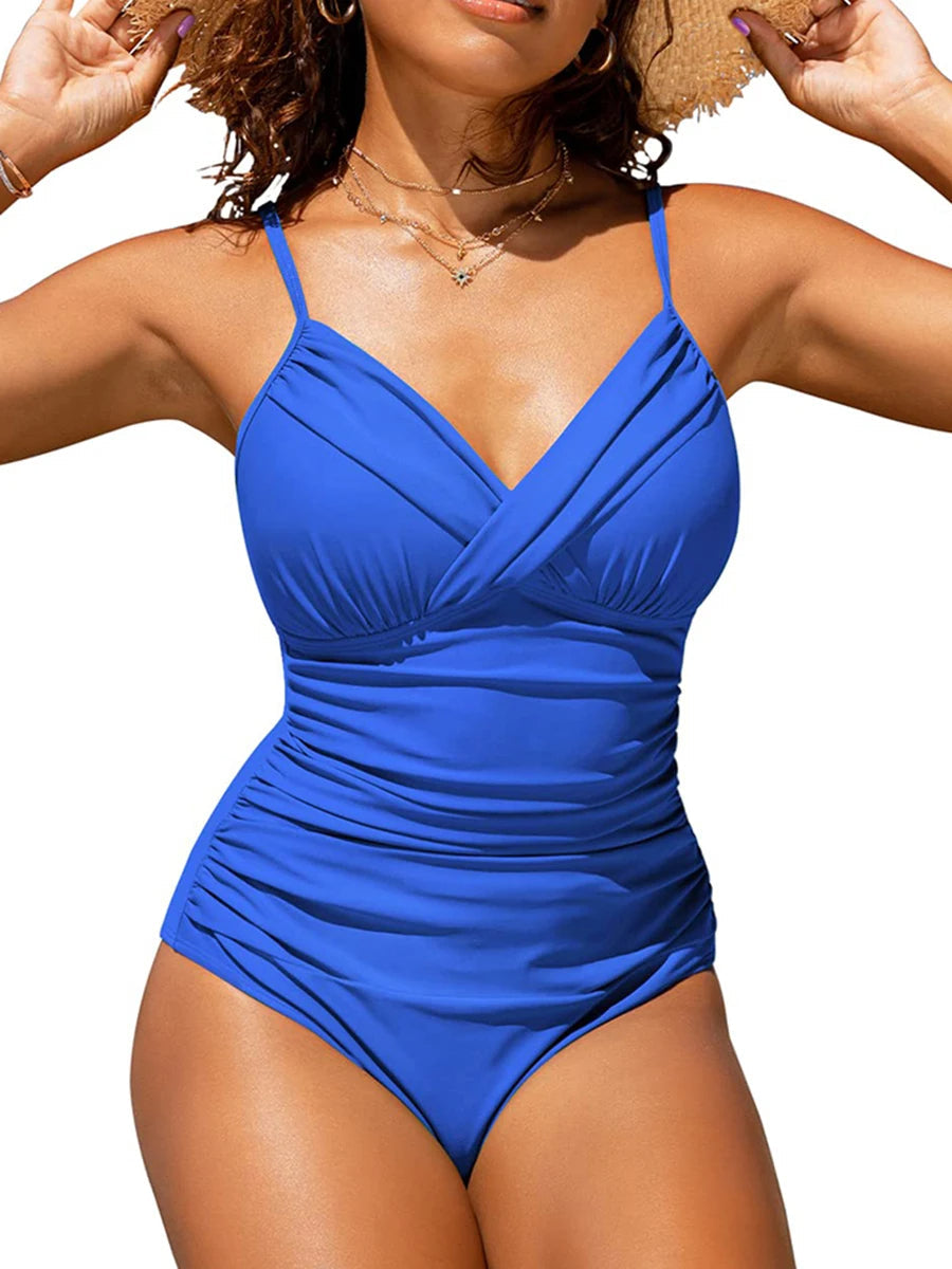 Flatterend plus-size dames badpak. Stijlvolle zwemkleding, comfortabel voor grote maten, perfecte strandmode.