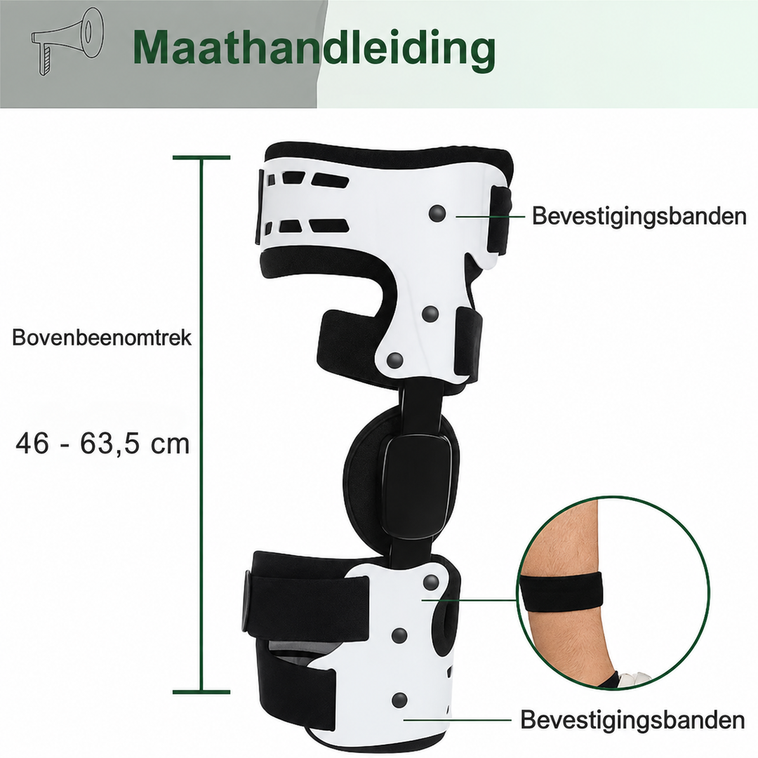 Flexibele kniebrace getoond vanuit een hoek voor optimale bewegingsvrijheid