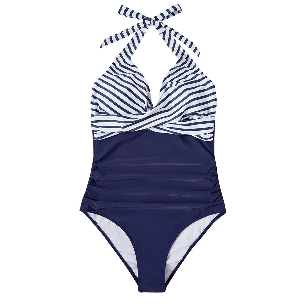 Stijlvol halter badpak voor dames met opvallende zomerse print