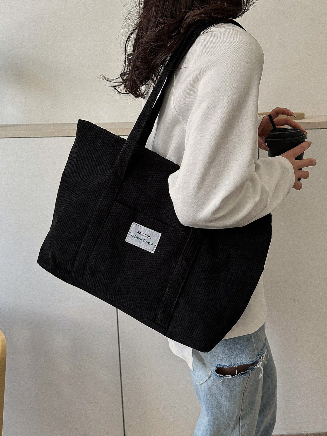 Casual dames totebag, grote schoudertas. Ideaal als schooltas, werktas of dagelijkse tas voor meisjes.