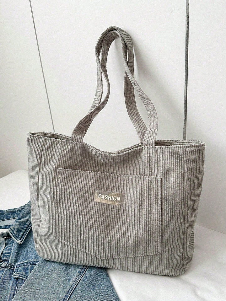 Dames retro totebag, groot model. Een stijlvolle schoudertas voor school, werk of casual uitstapjes.