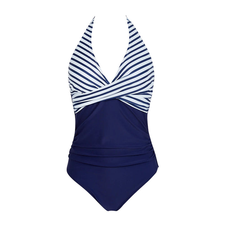 Zomerse strandmode: elegant halter badpak met speelse ruches