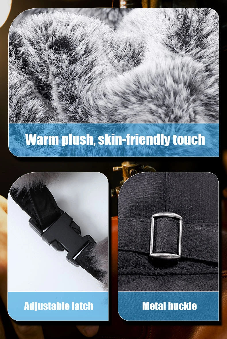 De muts gedragen door een man met een winterjas, complete outfit