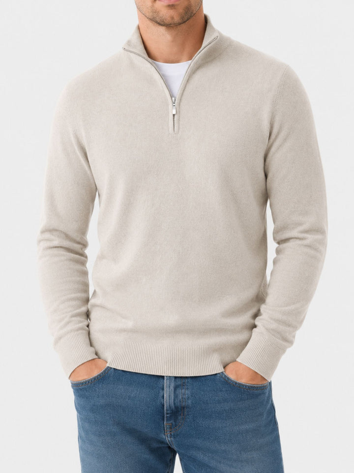 Comfortabele heren trui met V-hals en rits. Veelzijdige kleding voor een stijlvolle look.