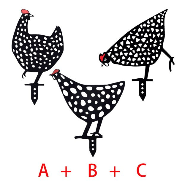 Speelse kippen tuinstekers van acryl, perfect als vrolijke tuindecoratie en dierenbeeld voor buiten.