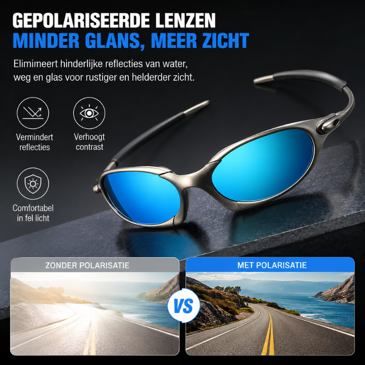 Stijlvolle heren zonnebril, zwart (onyx), sportief model, met UV-bescherming en modern uiterlijk.