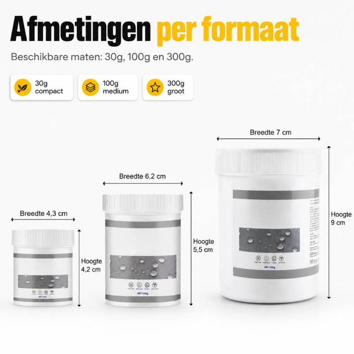 Productafbeelding: Transparante Rubberpasta, hét waterdichte afdichtmiddel voor diverse reparaties.