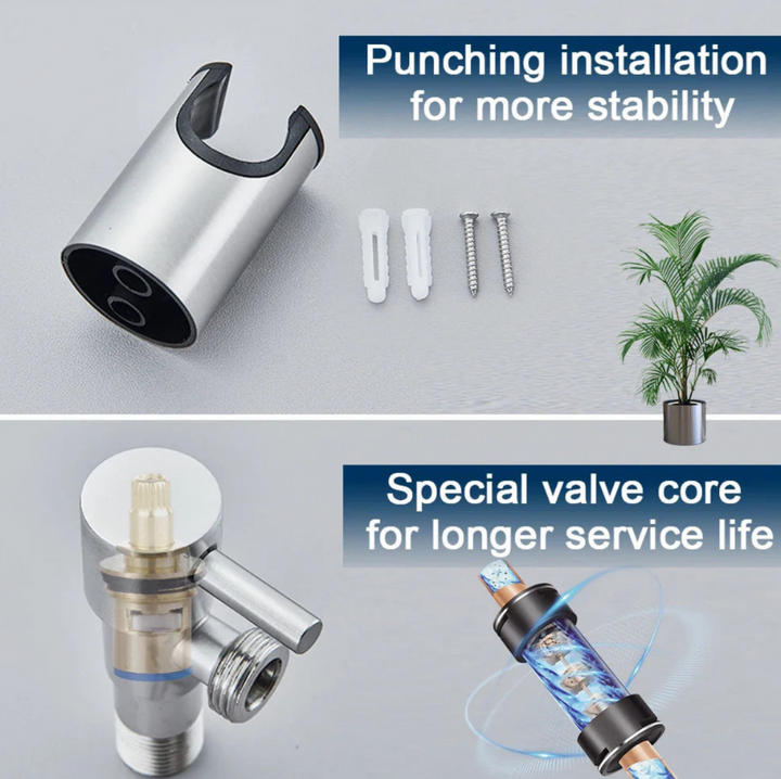 Complete toiletsproeier set inclusief flexibele doucheslang en aansluitmateriaal