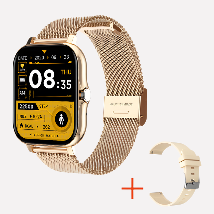 Gouden smartwatch met gps en extra bandje