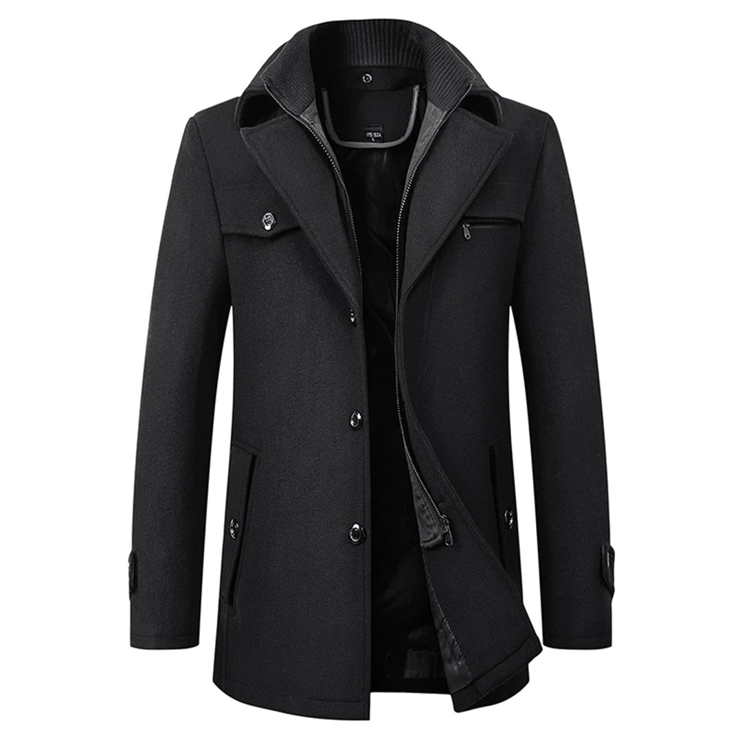 Elegante en warme heren wintermantel, ideaal voor koude dagen. Deze stijlvolle jas past bij zakelijke en vrijetijdskleding.
