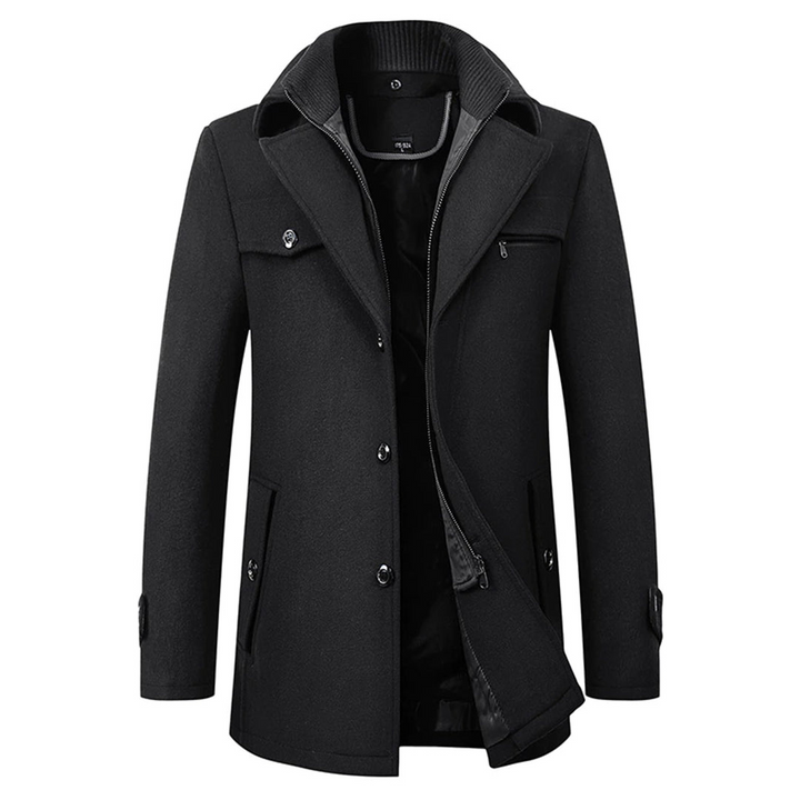 Elegante en warme heren wintermantel, ideaal voor koude dagen. Deze stijlvolle jas past bij zakelijke en vrijetijdskleding.