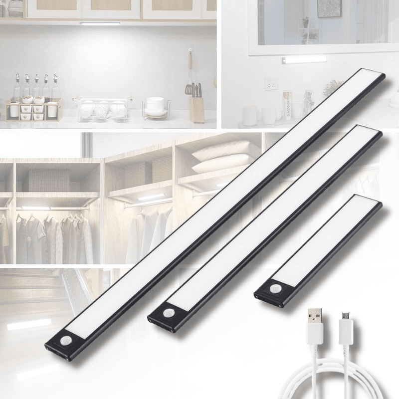 Draadloze LED-sensorstrip met USB-oplaadkabel en magnetische bevestiging voor keuken en kledingkast
