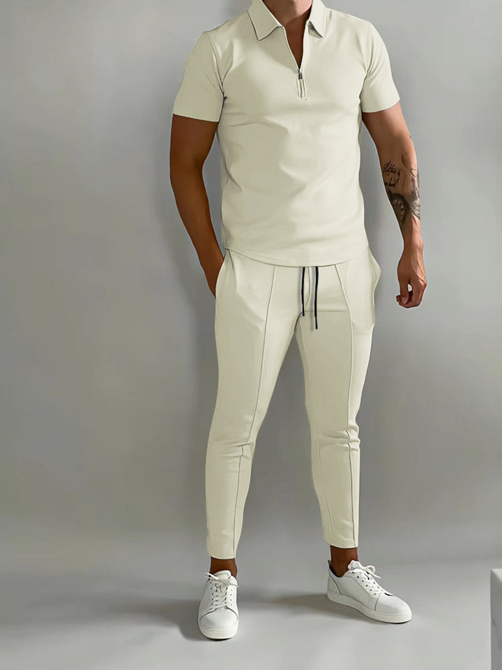 Modern heren trainingspak, comfortabel en stijlvol, ideaal voor sport & vrije tijd. Tweedelige athleisure set voor mannen.