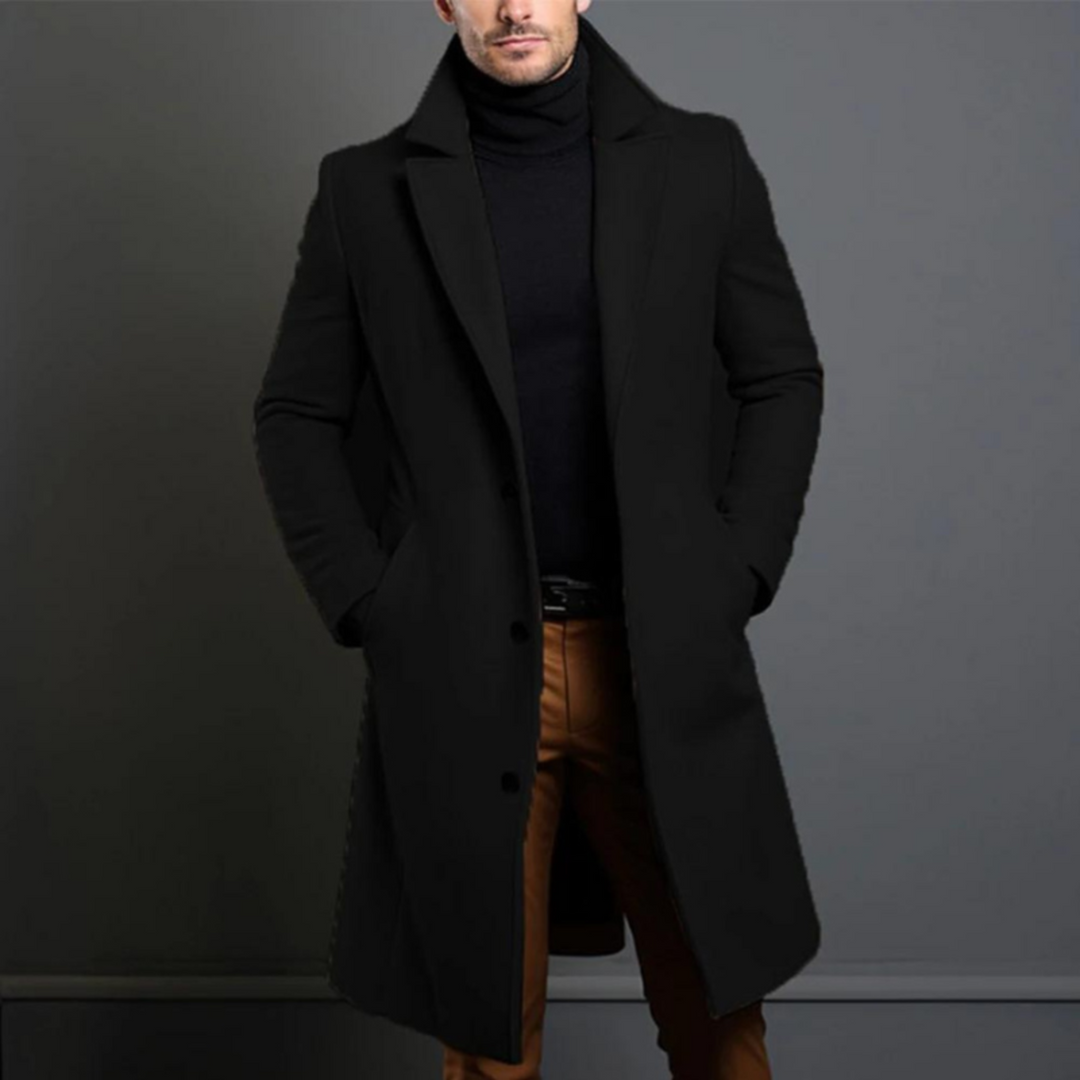 Stijlvolle zwarte heren trenchcoat