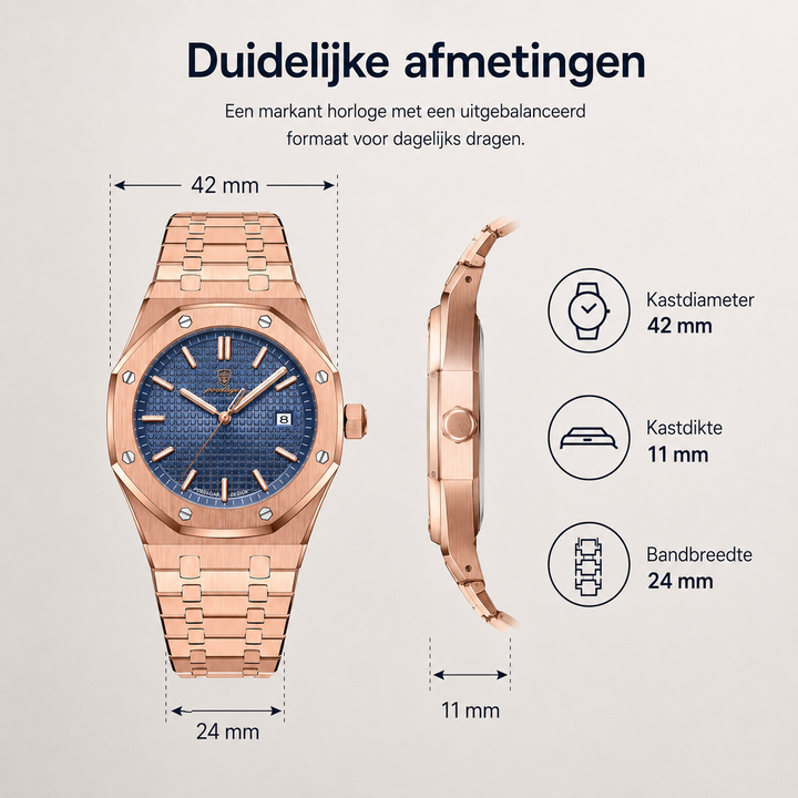 Accessoire voor mannen: Jonas Deluxe polshorloge met stijlvolle wijzerplaat, tijdloos en verfijnd.