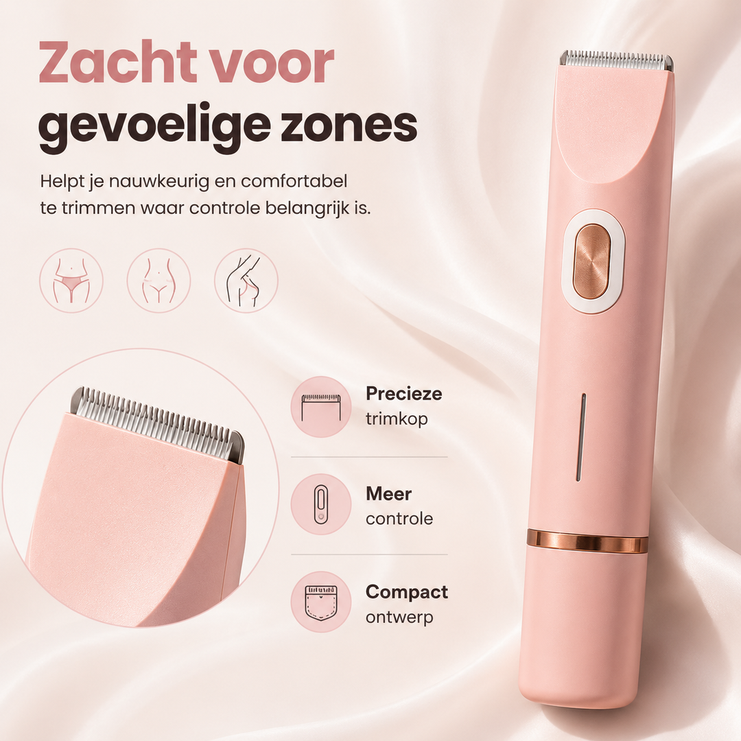 Ergonomisch elektrisch scheerapparaat dames, USB-C oplaadbaar, voor pijnloze ontharing en zijdezachte huid.