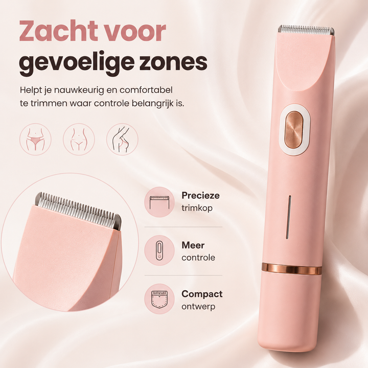 Ergonomisch elektrisch scheerapparaat dames, USB-C oplaadbaar, voor pijnloze ontharing en zijdezachte huid.