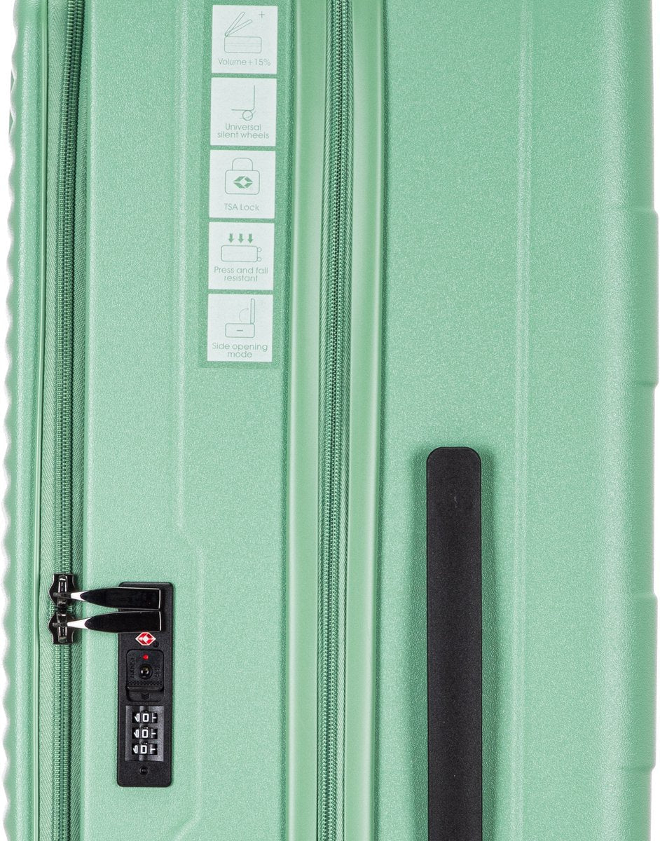 Lichtgewicht 2-delige reiskoffer set met 360° wielen, laptopvak en TSA slot voor zorgeloos reizen.