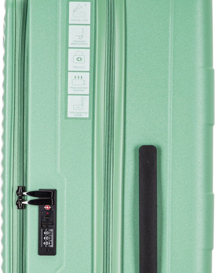 Lichtgewicht 2-delige reiskoffer set met 360° wielen, laptopvak en TSA slot voor zorgeloos reizen.