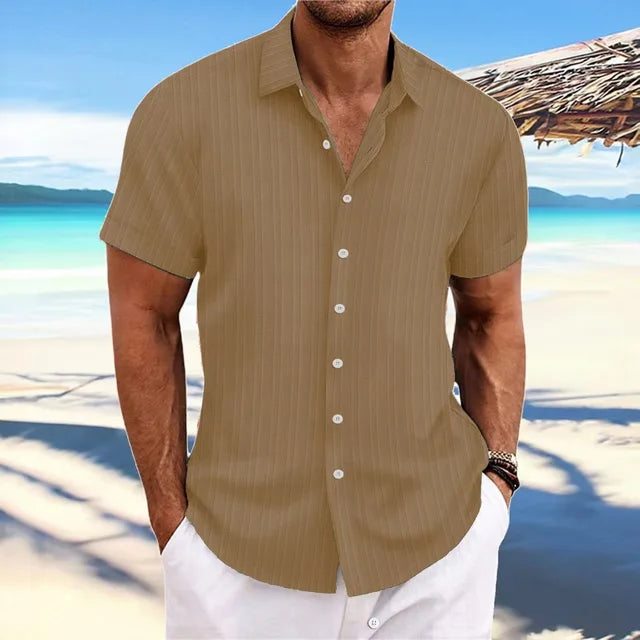 Zomerse heren kleding luchtig overhemd met knoopsluiting
