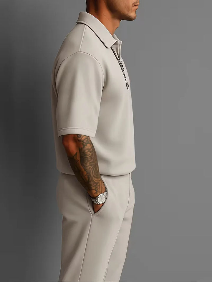 Elegante heren pantalon met rechte pijpen passend bij het zomerpak