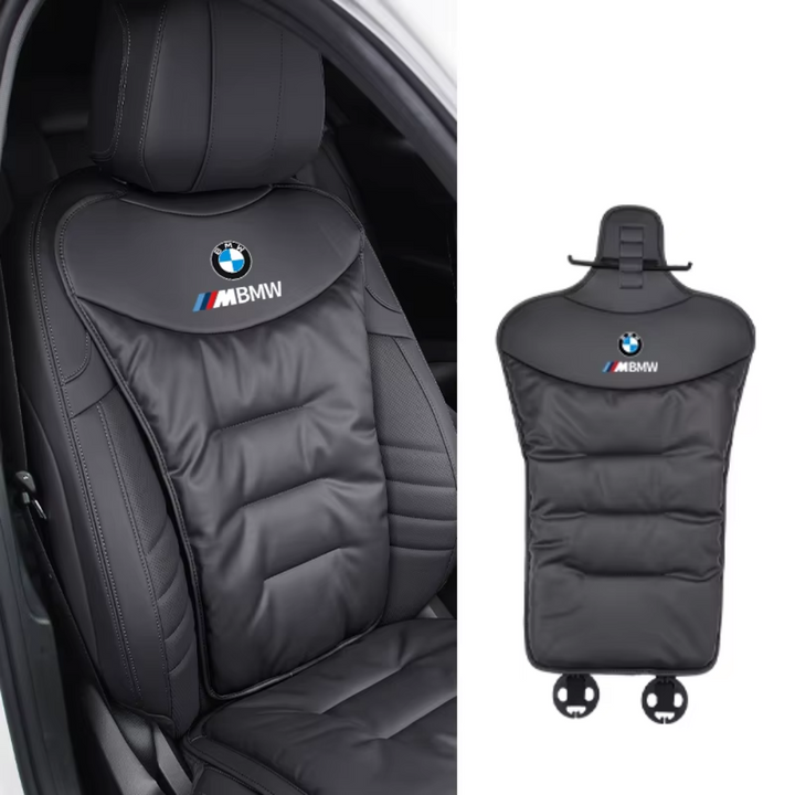 Detail van ademend ergonomisch auto-rugkussen, comfortabel en verkoelend voor lange ritten.