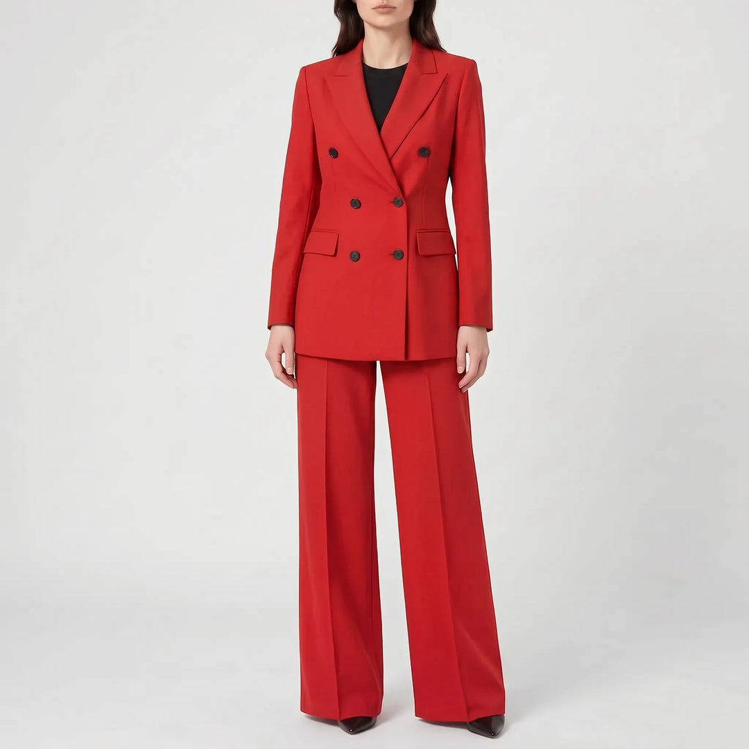 Damespak in een van de beschikbare kleuren, perfect voor zakelijke meetings.