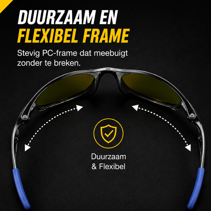 Sportieve onyx heren zonnebril, gepolariseerd en UV-beschermend, een must-have accessoire voor heren.