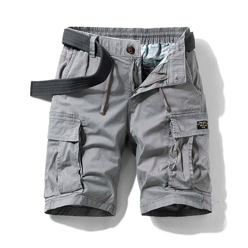 Grijze heren cargoshort met stoere militaire details
